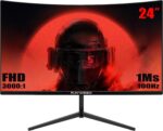 24 inch Curved Monitor 100Hz 1ms, Computer Gaming Monitor FHD 1920×1080P,3000:1 Contrast Ratio, with FreeSync & Eye-Care Technology, HDMI×1,VGA×1 for Gaming Home Office,Wall Mount Install - Image 2