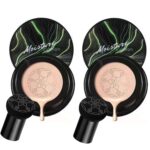 2PCS Mushroom Head Air Cushion CC Cream, Natural Moisturizing Highlighting Matte Oil Control Concealer Facial Blemish Concealer Foundation BB Cream for Women Girls (2PCS Natural) - Image 2