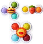 ALASOU 3PCS Pop Suction Cup Spinner Toys for 1 Year Old Boy Girl|Novelty Spinning Tops Toddler Stocking Stuffers|Baby Bath Toy for Kids Ages 1-3|1 Year Old Boy Christmas Birthday Gift for Infant - Image 2