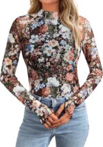 AUTOMET Lace Long Sleeve Floral Mesh Mockneck Going Out Tops for Women Fall Fashion Outfits 2025 - Image 2