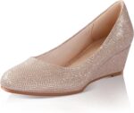 Ankis Black Nude Silver Gold Wedges for Women, Low Heel Women's Wedge Comfortable Closed Toe Women Pumps Dress Shoes -2Inch - Image 2
