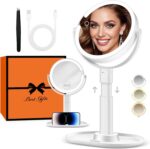 B Beauty Planet Makeup Mirror with Lights, Lighted Magnifying Mirror 30X with 3 Lighting and Adjustable Brightness, 2-Sided Height Adjustable Vanity Mirror for Bathroom, Gifts for Women White - Image 2