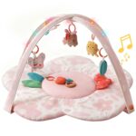Baby Play Gym & Activity Mat with Light-up Musical Arch, Washable Tummy Time Mat with 6 Detachable Sensory Toys for Motor Skills, Baby Essentials Shower Gift - Updated Spring Blossoms Themed - Image 2