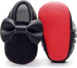 Bebila Double Bow Fringe Baby Moccasins - Soft Sole Baby Shoes Girls Toddler Crib Flats - Image 2
