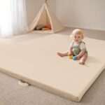Bella’s Friends Foldable Baby Play Mat for Floor, 50"x50" Vegan Leather Playpen Mat, 1.2" Extra Thick Foam, Non-Toxic, Wipe-Clean, Travel-Ready, Non-Slip Crawling Mat for Kids Toddlers&Infants, Beige - Image 2