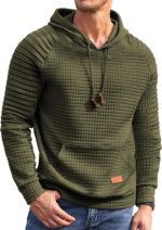 COOFANDY Mens Hoodies Pullover Casaul Long Sleeve Drawstring Waffle Knit Hooded Sweatshirt with Kanga Pocket - Image 2