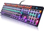 Camiysn Typewriter Style Mechanical Gaming Keyboard, Black Retro Punk Gaming Keyboard with RGB Backlit, 104 Keys Blue Switch Wired Cute Keyboards, Round Keycaps for Windows/Mac/PC - Image 2