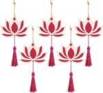 Chunful 5 Sets Lotus Hangings for Diwali Indian Decoration for Home Floral Wall Hangings for Temple Decor Pooja Room Decoration Back Dropper Showpiece for Shivratri Navratri Indian Wedding - Image 2