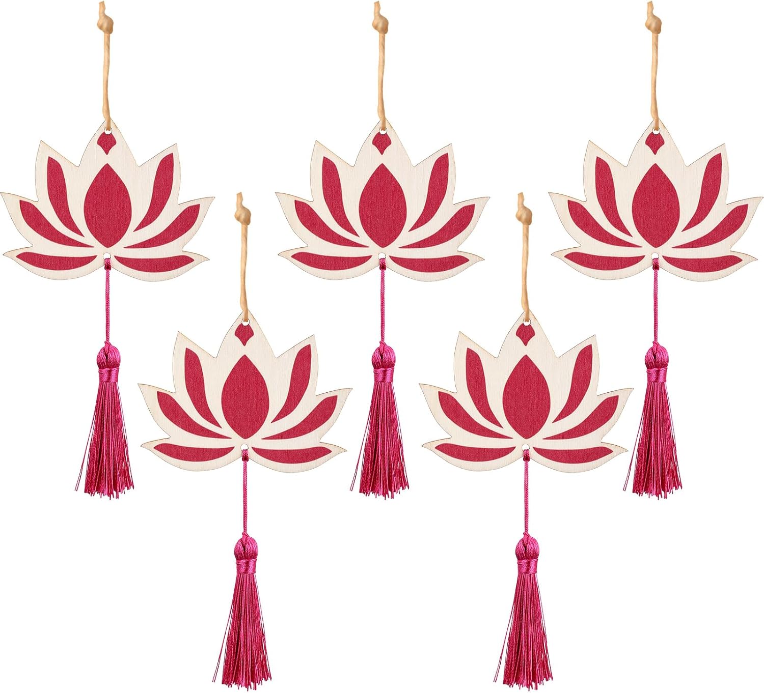 Chunful 5 Sets Lotus Hangings for Diwali Indian Decoration for Home Floral Wall Hangings for Temple Decor Pooja Room Decoration Back Dropper Showpiece for Shivratri Navratri Indian Wedding - Image 2