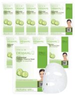 DERMAL Cucumber Collagen Essence Facial Mask Sheet 23g Pack of 10 - Soothing & Moisturizing, Redness & Sunburn Relief, Daily Skin Treatment Solution Sheet Mask - Image 2