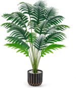 Der Rose 28" Fake Palm Tree Large Artificial Potted Plants Indoor for Home Porch Patio Living Room Bathroom Outdoor Decor - Image 2