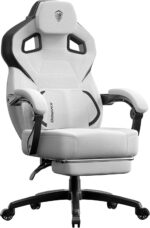 Dowinx Fabric Gaming Chair with Footrest, Big and Tall Gamer Chair with Lumbar Support, Wide Back Computer Chair for Heavy People, Grey - Image 2