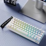 EWEADN F61 60% Gaming Keyboard Wired, RGB Backlit Membrane Gaming Keyboard with PBT Keycaps, Compact Design, Lanyard Wired Keyboard for Mac/Win-White - Image 2