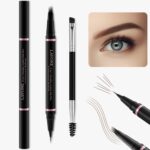 Eyebrow Pencil, 2-in-1 Waterproof Eyebrow Pen with 4 Tip Brow Pen and Ultra-Precise Brow Pencil, with Dual-ended Eyebrow Brush, Eyebrow Makeup for Natural Looking Eyebrows - Dark Brown - Image 2
