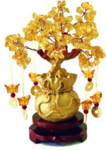 Feng Shui Citrine Money Tree and Crystal Faucet Tree - Chinese Dragon Fortune Gift (Gold) - Image 2