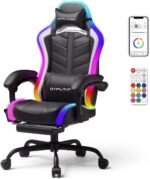 GTPLAYER Gaming Chair, Computer Chair with RGB LED Lights, High Back Ergonomic Chair for Adults with Footrest and Linkage Armrests& Headrest Lumbar Support (with Bluetooth Speakers) - Image 2