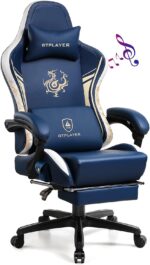 GTPLAYER Gaming Chair with Bluetooth Speakers and Footrest, Dragon Series Video Game Chair ，Heavy Duty, Ergonomic, Esports Computer Office Chair Blue (Royal Blue) - Image 2