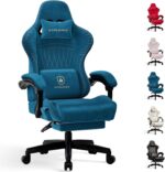 GTPLAYER Gaming Chair with Speakers, Video Game Chairs with Footrest, PC Gamer Chairs for Adults - Padded High Back Ergonomic Reclining Silla Gamer, Linkage Armrest, Ace Pro, Blue (Velvet) - Image 2