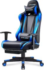 GTRACING Gaming Chair with Footrest, Ergonomic Computer Game Desk Chair, Reclining Gamer Chair Seat Height Adjustment, Swivel Rocker with Headrest and Lumbar (Navy Blue) - Image 2