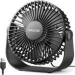 Gaiatop USB Desk Fan, 3 Speeds Strong Airflow, 5.5 Inch Portable 90° Rotate Quiet Cooling, Small Personal Table Fans for Bedroom Home Office Travel Black - Image 2
