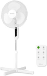 HOLMES 16" Digital Stand Fan, 80° Oscillation, 3 Speeds, 3 Modes, 7.5-Hour Timer, Adjustable Height, 30° Head Tilt, Ideal for Home, Bedroom or Office, Remote Control, White - Image 2