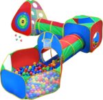 Hide N Side 5pc Kids Ball Pit Tents and Tunnels, Toddler Jungle Gym Play Tent with Play Crawl Tunnel Toy, for Boys Babies Infants Children, Indoor Outdoor Gift, Target Game w/ 4 Dart Balls - Image 2