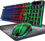 Keyboard and Mouse Gaming LED Wired Combo with Emitting Character Keyboard 4800DPI 2 Side Button USB Mouse Rainbow Backlit Mechanical Feeling Compatible with PC Raspberry Pi Mac Xbox one ps4 - Image 2