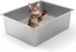 Kirecoo Stainless Steel Cat Litter Box - Metal High Sided Cat Pan, Large Stainless Steel Box, Indoor Litter Tray, Non Stick, No Smell, Easy to Clean, Pet Toilet Supplies for Kitten, Kitty, Rabbit - Image 2