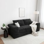 LIKIMIO 71" Cloud Loveseat Sofa in a Box, No Assembly Required Comfy Deep Seat, Modern Small Couch with Plush Fabric for Living Room, Bedroom, Apartment, Home Office, Black - Image 2