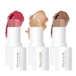 Makeup Sticks Set, Matte Cream Blush Stick for Cheeks, Eyes and Lips, Contour Stick & Highlighter Makeup Sticks for All Skin (Blush, Highlighter & Contour) - Image 2