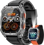 Military Smart Watches for Men, 2.01" HD Smartwatch with 1000 mAh Battery/2 Straps/Answer/Make Call/Led Flashlight/Heart Rate/Sleep Monitor, 100+ Sport Modes Fitness Tracker for Android/iPhone - Image 2
