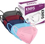 Miuphro Multiple Colour KN95 Face Mask 50 Pcs, 5 Layers Safety KN95 Masks, Disposable Masks Respirator for Outdoor(Pink,Blue,Red,Purlpe,Grey) - Image 2