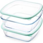 NUTRIUPS 9 x 9 Glass Baking Dish with Lid 2 Pack, Square Baking Pan, Glass Casserole Dish for Oven Dishwasher Safe, Baking Pan for Lasagna, Risotto (Green, 2 Pack, 2.6L) - Image 2