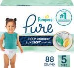 Pampers Pure Protection Baby Diapers, Size 5 (27+ lbs), 88 Count, Up to 100% Leakproof, Premium Plant-Based Skin Protection, Hypoallergenic Soft Diapers - Image 2