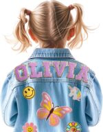 Personalized Patch Denim Jacket with Names, Custom Name Jeans Jacket, Christmas Gifts for Girls Boys, Customized 1-10st Birthday Gifts, Custom Toddler Spring&Fall Outerwear Jackets - Image 2