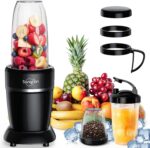 Sangcon 1000W Smoothie Blender for Kitchen, Blenders for Smoothies with (3) Cups (2) Spout Covers (1) Storage Cap (1) To-Go Cap, Portable Blender for Shakes, Ice Crushing, Frozen Drinks, Spices - Image 2