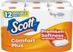 Scott ComfortPlus Toilet Paper, 12 Double Rolls, 231 Sheets per Roll, Septic-Safe, 1-Ply Toilet Tissue - Image 2