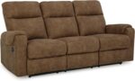 Signature Design by Ashley Edenwold Contemporary Faux Leather Manual Reclining Sofa, Dark Brown - Image 2