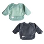 Tiny Twinkle Long Sleeve Bib for Babies & Toddlers | 2-Pack Waterproof Smock Bib for Eating | Machine Washable & Mess-Proof Feeding Essentials | Newborn Shower Gift (Sage Charcoal,6–24M) - Image 2