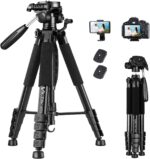 VICTIV 74” Camera Tripod, Tripod for Camera and Phone, Aluminum Professional Tripod Stand for Canon Nikon with Carry Bag and Phone Holder, Compatible with DSLR, iPhone, Spotting Scopes, Max Load 9.5Lb - Image 2