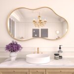 WEER Irregular Wall Mirror, 20x36 inch Gold Asymmetrical Mirror Wall Mounted Mirrors Decorative, Abstract Wavy Aluminum Alloy Frame Mirror for Bathroom, Bedroom, Living Room, Entryway - Image 2