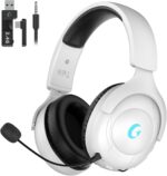 Wireless Gaming Headset for PS5, 2.4GHz Gaming Headset with Mic, 45H Battery, Surround Sound, Noise Cancelling Over Ear Headphones, for Xbox Needs 3.5mm Cable - White - Image 2