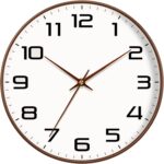 Woodgrain Wall Clock–Silent Non-Ticking Wall Clocks Battery Operated 8 Inch, Large Easy-to-Read Numbers Modern Modern Analog Clock for Bedroom Living Room Kitchen Office Gym (Brown) - Image 2