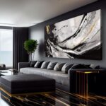XIANSHOU Abstract Canvas Wall Art Gold Decoration Black Art for Living Room Bedroom Kitchen Home Wall Decor 29x58 Inch - Image 2