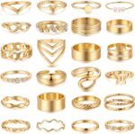 iF YOU 25 Pcs Gold Knuckle Ring Set for Women, Chunky Stackable Finger Midi Rings, Silver Simple Stacking Cute Rings Pack Trendy Stuff Jewelry Christmas Gift - Image 2
